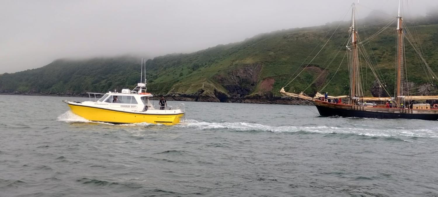 Universal Marine Plymouth Workboat Charter Charlie Boy Lochin 333 Underway