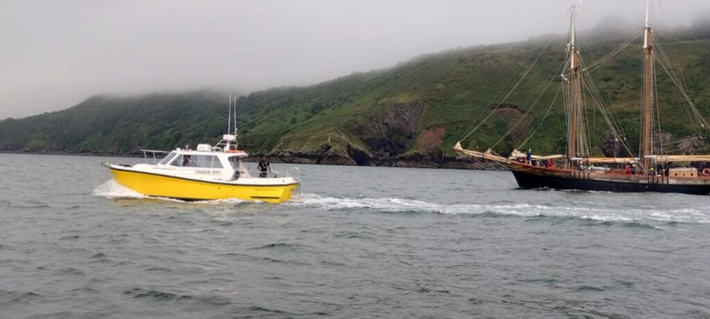 Universal Marine Plymouth Workboat Charter Charlie Boy Lochin 333 Underway